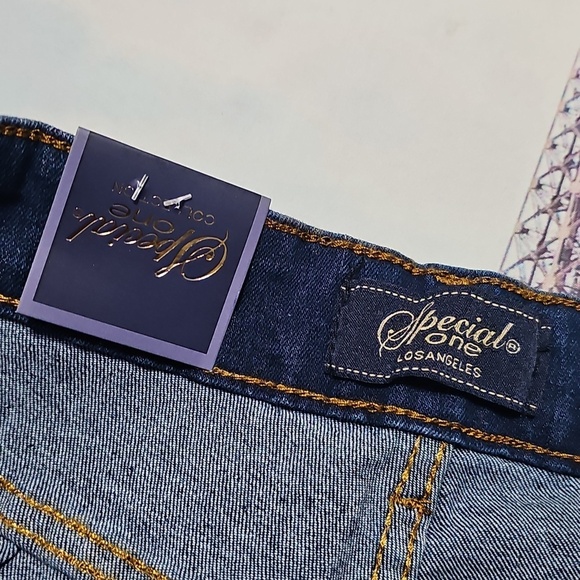 Special One Los Angeles High Waist Dark Blue Flare Jeans Size 3 New - Picture 7 of 10